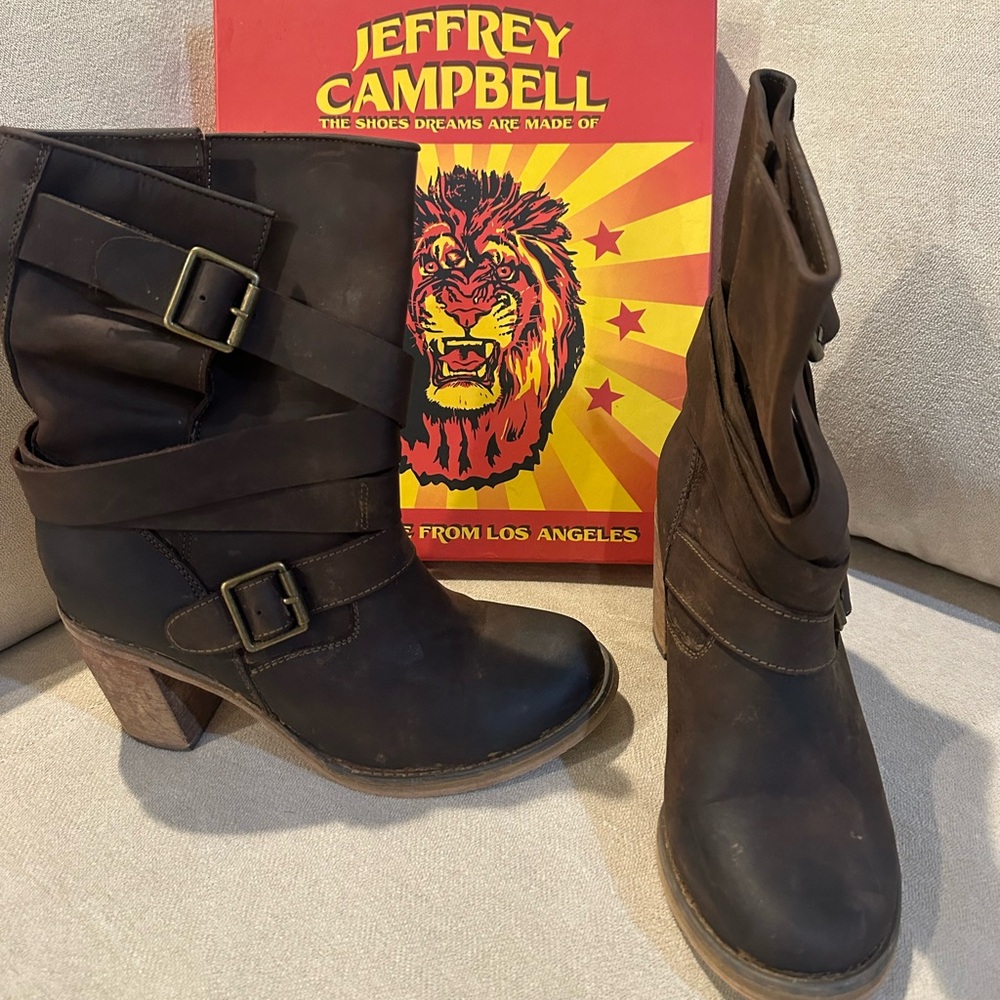 Jeffrey Campbell France Dark Brown Heeled Boots sz 8